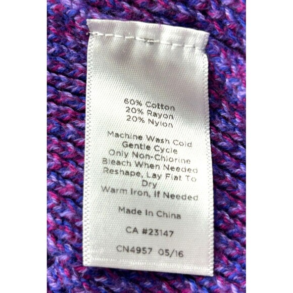 Talbots Deep Purple Pink Cable Knit Zip Back Sweater Cotton Soft Women XL 1127U - Picture 12 of 12